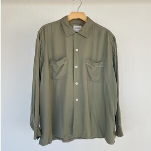 Vtg 40s 50s Sage Penneys Towncraft Gabardine Shirt / Sz XL Loop Collar RARE